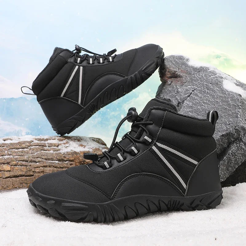New Winter Booties Outdoor Waterproof Barefoot Boots Couple Ankle Boots Plush Warm Snow Shoes Big Size Non-slip Casual Sneakers