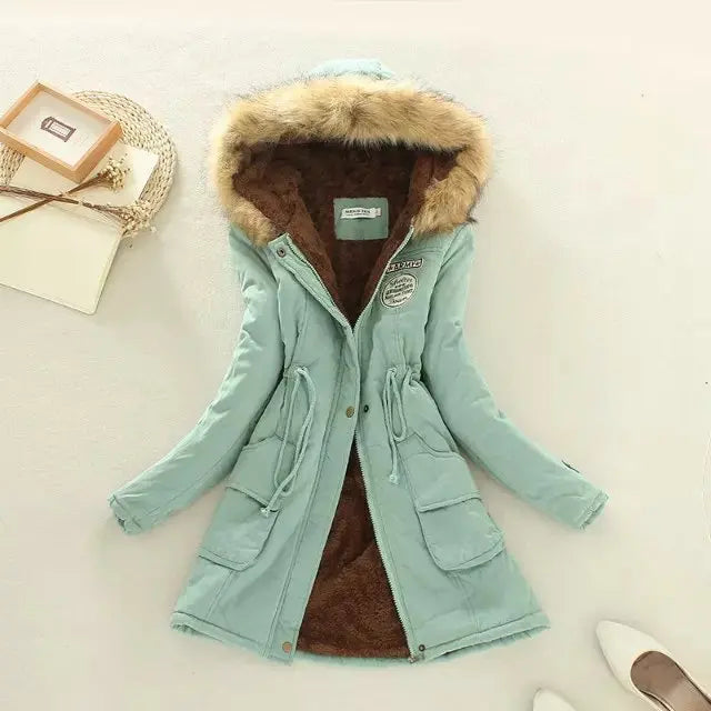 2025 New Autumn Winter Women Cotton Jacket Padded Casual Slim Coat Emboridery Hooded Parkas Wadded Warm Overcoat Fashion Parkas