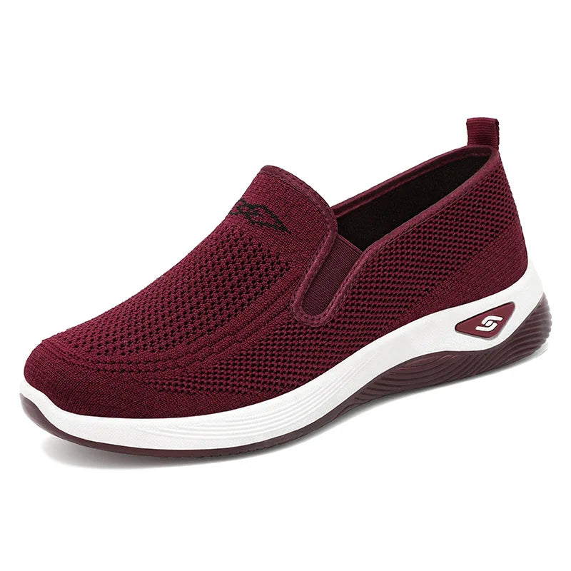 Spring and summer new women's shoes, knitted breathable, sports running shoes, casual work shoes, platform shoes