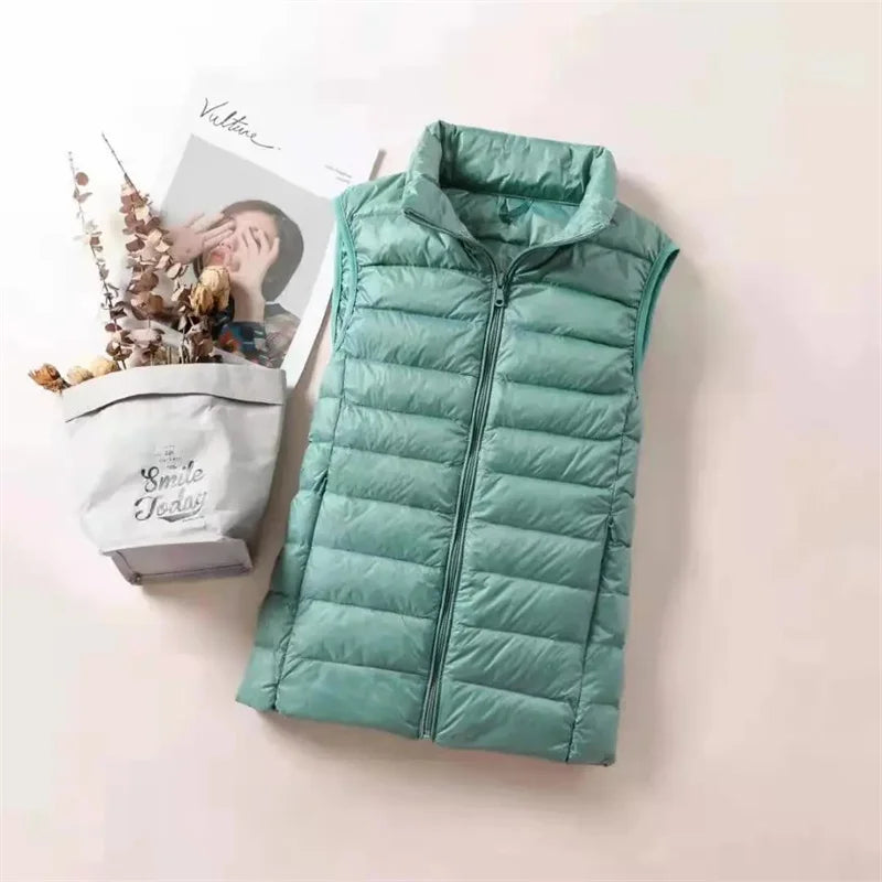 Ultralight Down Vest Women 2025 New Sleeveless Jacket Female White Duck Down Waistcoat Female Warm Puffer Jacket Outwear M-8XL
