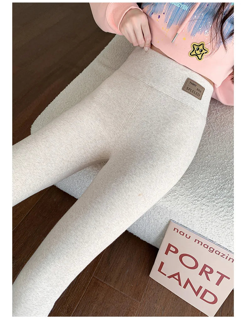 Extra Thick Lamb's Wool Bottom Pants Women's Outer Wear Autumn Winter Cold Protection Warm One Longer Thickened Cotton Pants