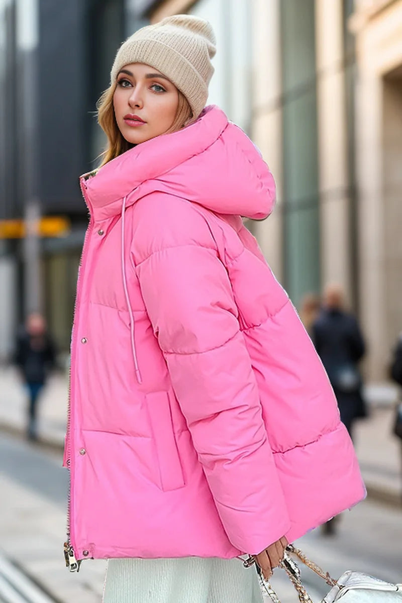 Best Selling Female's Padded Coat Winter Solid Color Hooded Women's Puffer Coat Versatile Thickened Quilted Jacket For Lady