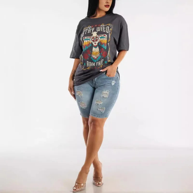 Fashion Solid Slim Butt Lifting Pants Women Elasticity Denim Shorts Casual Slimming Ripped Jeans Temperament Women's Short