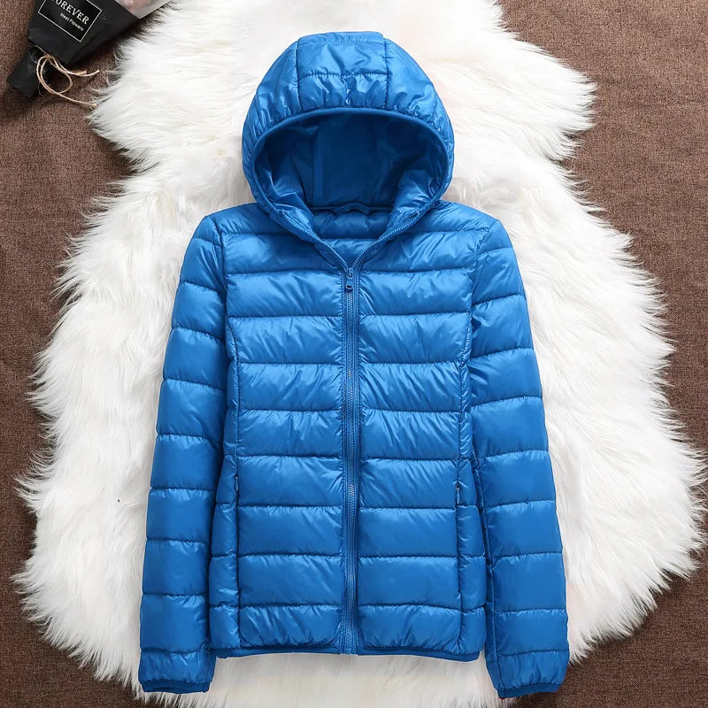 15 Colors Women Hooded Puffer Jackets 2025 New Spring Winter 90% White Duck Down Female Coats Ultralight Packable Casual Parkas