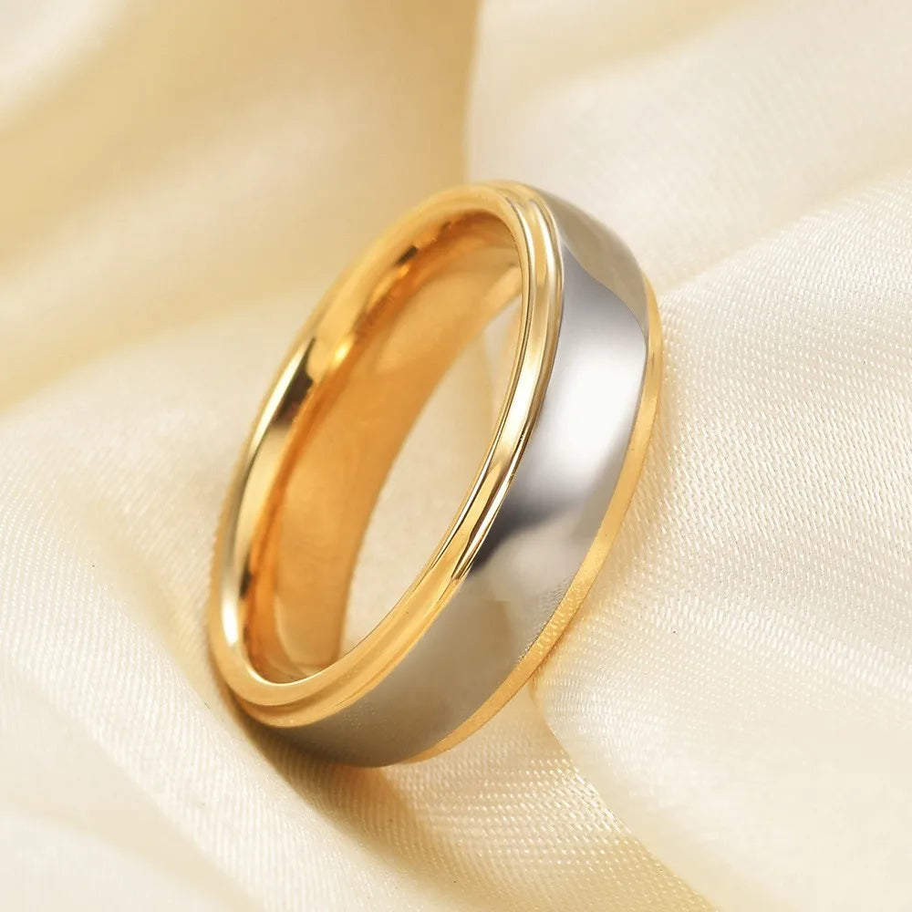 Classic 4/6mm Tungsten Men Ring Bilateral Curved Rose Gold Stainless Steel Ring for Women Wedding Band Couples Jewelry Accessory