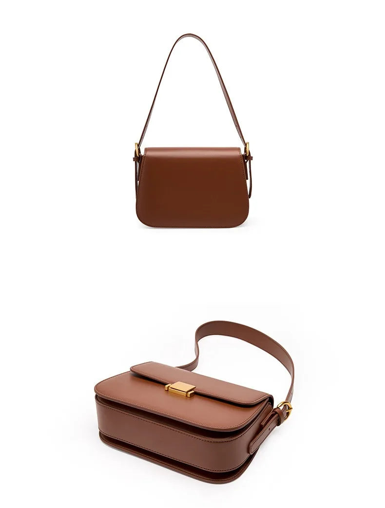 Luxury Underarm Bag, Genuine Leather Women's Bag, 2025 New Spring/Summer Fashion Tofu Bag, Single Shoulder Crossbody Bag