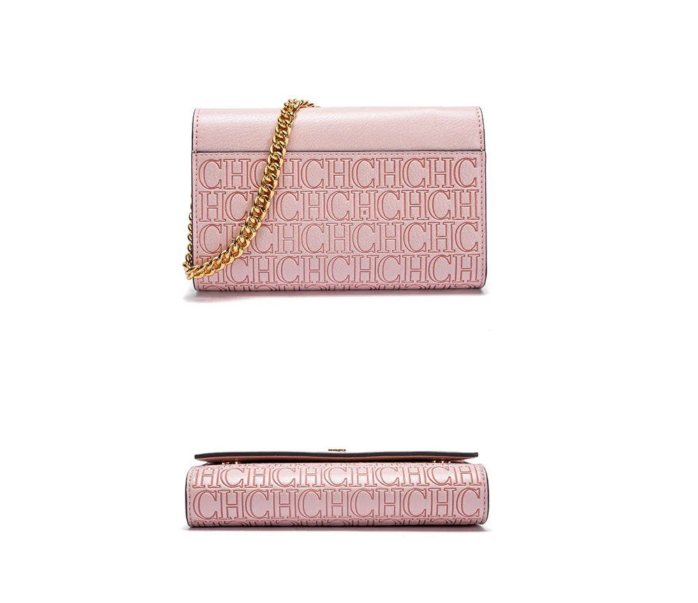 CHCH Women's Shoulder Bag New Magnetic Flip Chain Bag Brown Small Square Bag Wallet