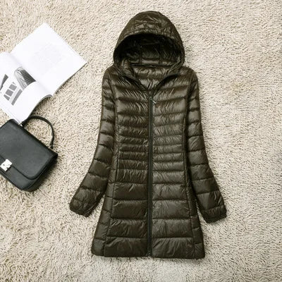 Plus Size 5XL 6XL 7XL Women's Hooded Puffer Jackets 2023 New Arrivals Female Ultra Lightweight Packable Warm Slim Fit Down Coat