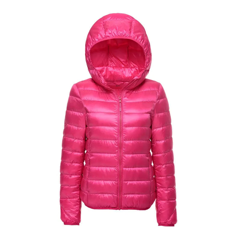 Women Hooded Short Puffer Jackets 2025 New Arrivals 90% White Duck Down Autumn Winter Ultra Lightweight Keep Warm Coats