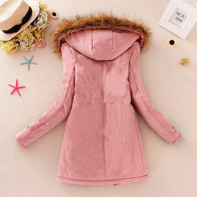 2025 New Autumn Winter Women Cotton Jacket Padded Casual Slim Coat Emboridery Hooded Parkas Wadded Warm Overcoat Fashion Parkas