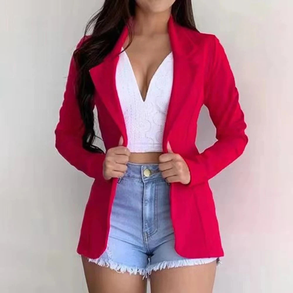 Stylish women's sports coat, long sleeved slim office sports casual top