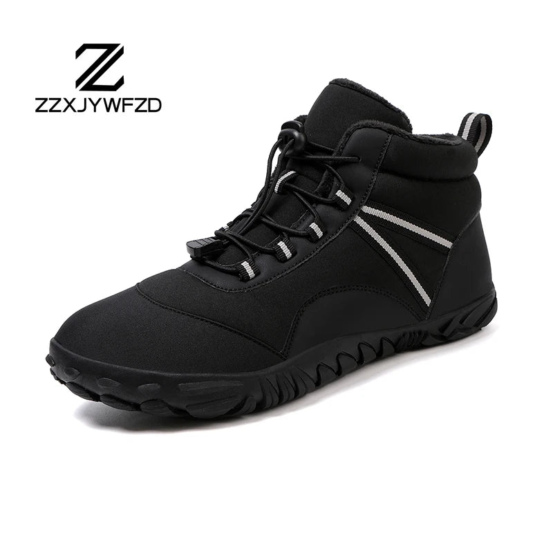 New Winter Booties Outdoor Waterproof Barefoot Boots Couple Ankle Boots Plush Warm Snow Shoes Big Size Non-slip Casual Sneakers