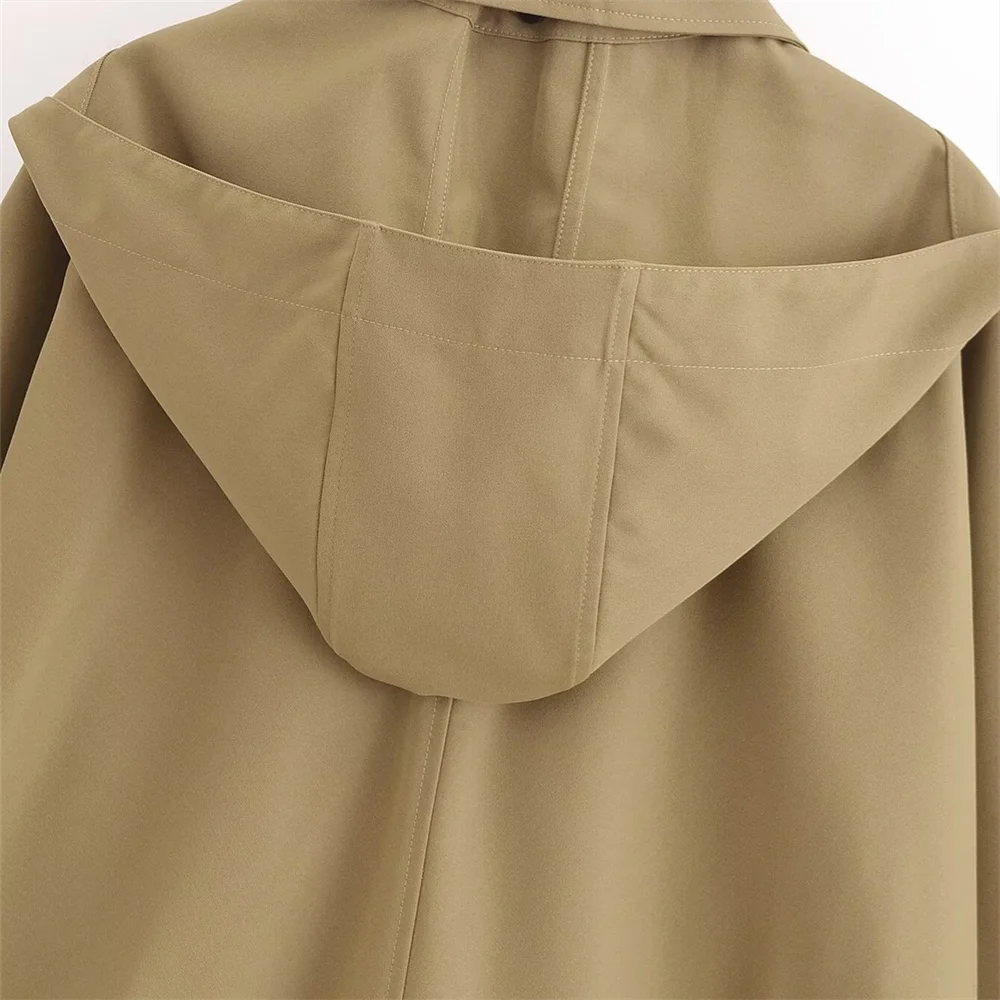 2025 autumn new women's clothing temperament commuting loose and simple hooded long sleeved short jacket