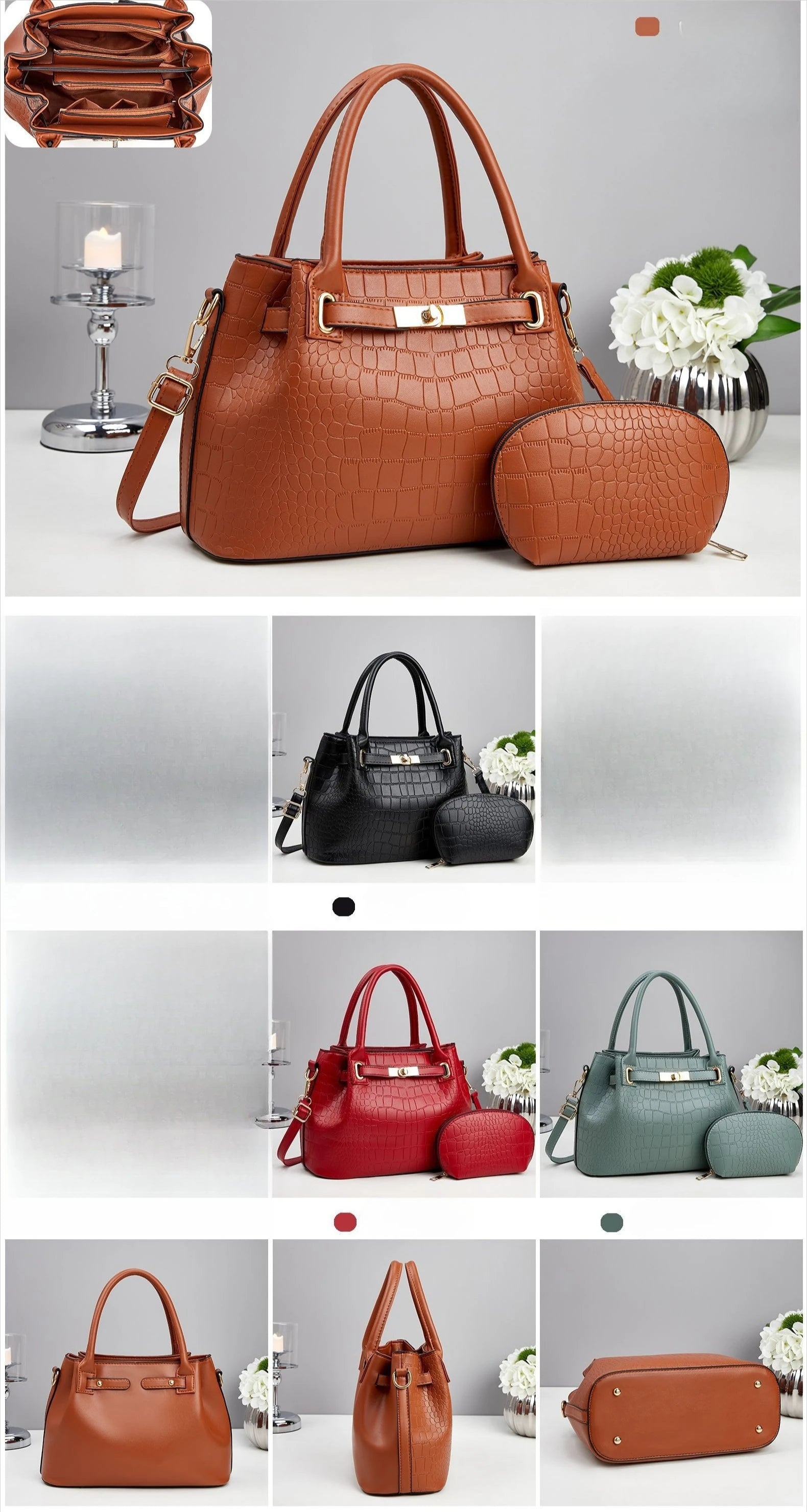 12.4 inch 31cm)New Crocodile Pattern Women's Shoulder Bag; Large Capacity Handbag; Mother and Child Bag; Crossbody Bag