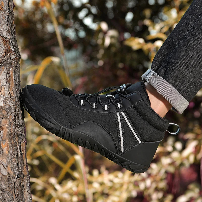 New Winter Booties Outdoor Waterproof Barefoot Boots Couple Ankle Boots Plush Warm Snow Shoes Big Size Non-slip Casual Sneakers