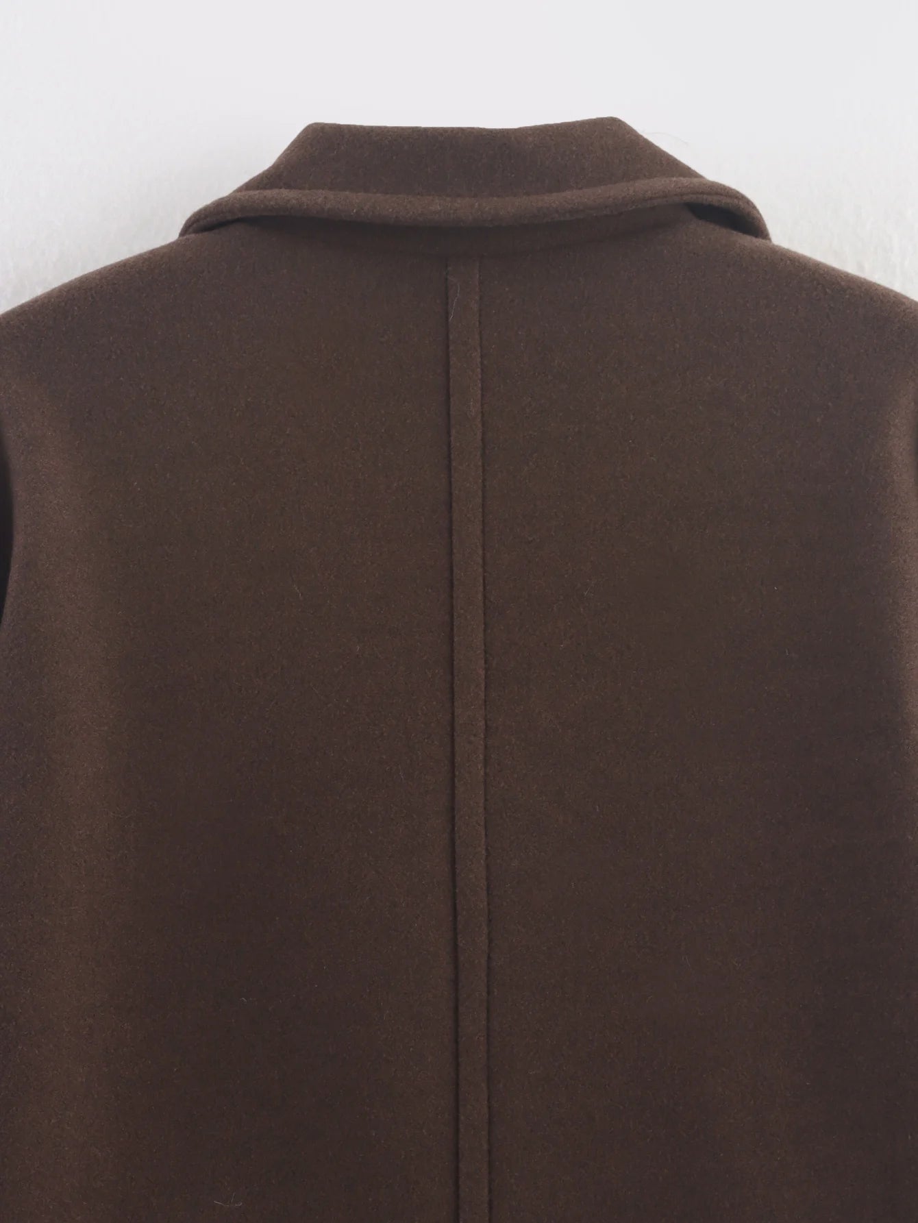 DUOPERI Autumn Winter Women's Brown Woolen Coat Warm Fashion Notch Neck Long Sleeves Female Elegance Chic Lady Outfits