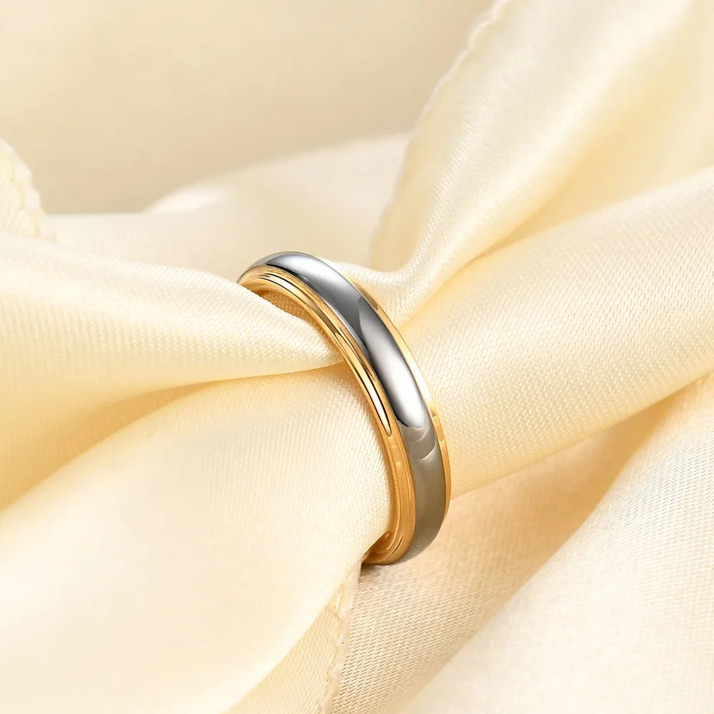 Classic 4/6mm Tungsten Men Ring Bilateral Curved Rose Gold Stainless Steel Ring for Women Wedding Band Couples Jewelry Accessory