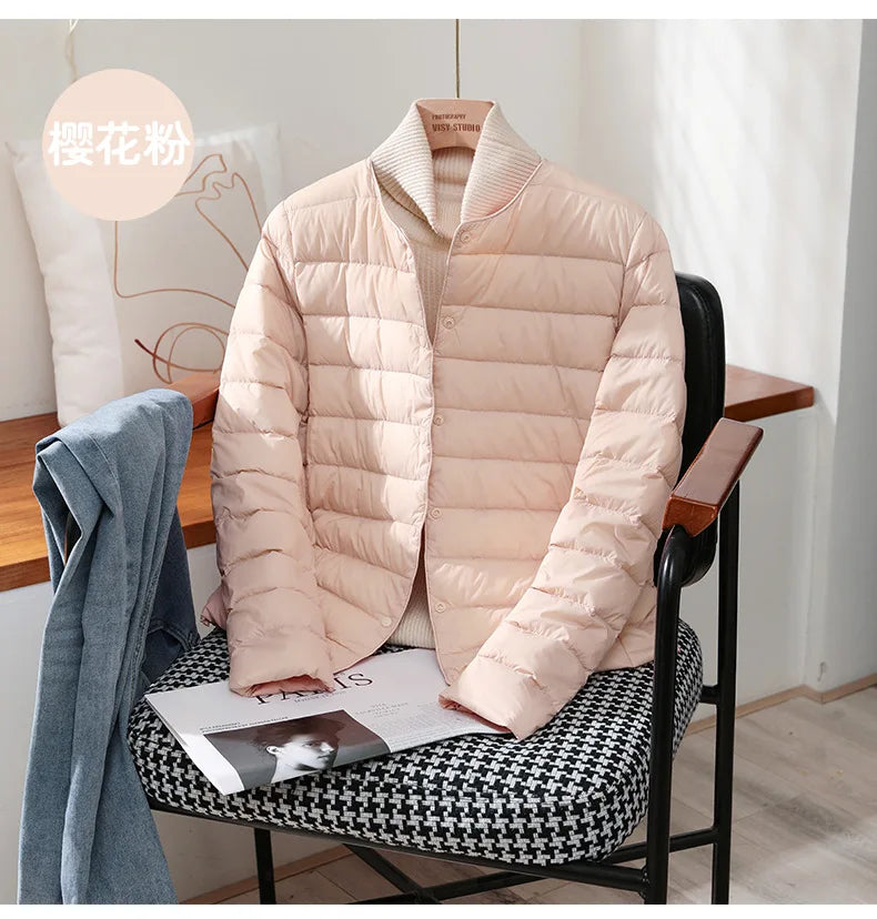 2025 New Arrivals Autumn Winter Warm Women White Duck Down Slim Jackets Female Fashion Ultra Lightweight Packable Puffer Coats