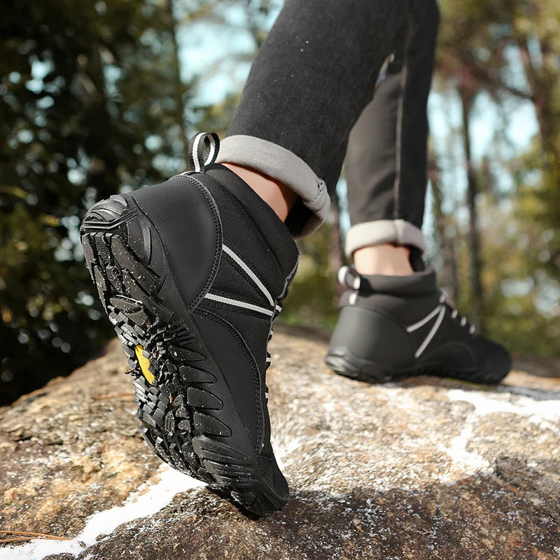 New Winter Booties Outdoor Waterproof Barefoot Boots Couple Ankle Boots Plush Warm Snow Shoes Big Size Non-slip Casual Sneakers