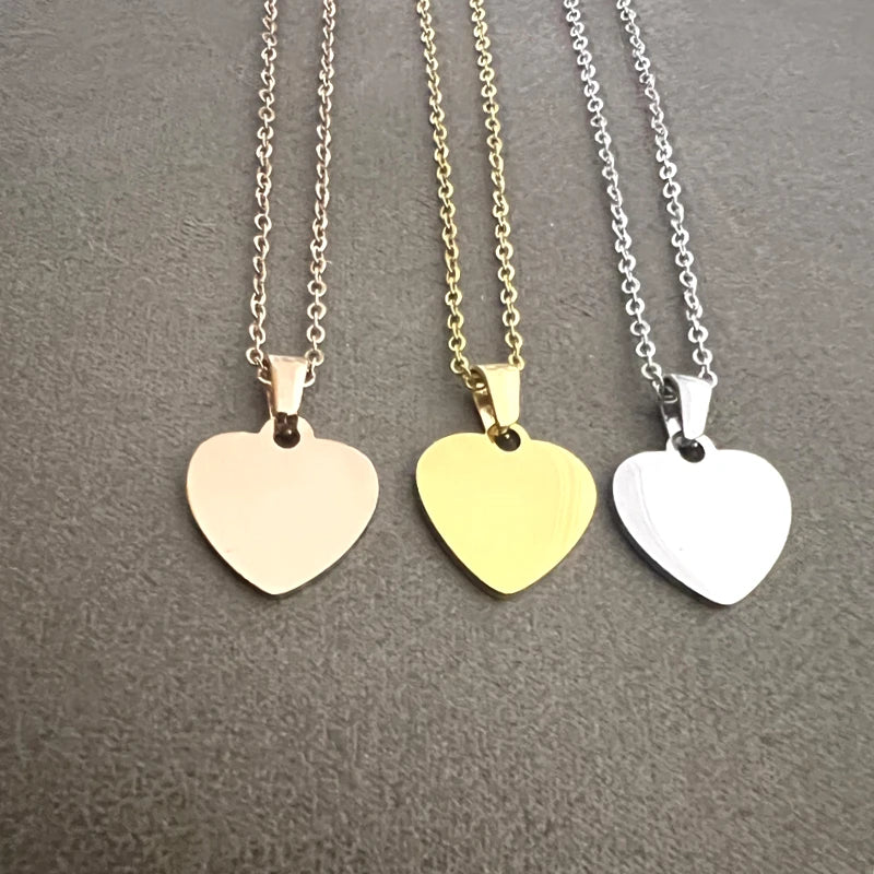 10pcs lot 304 Stainless steel mirror polished stainless steel heart-shaped charm necklace pendant for women's jewelry