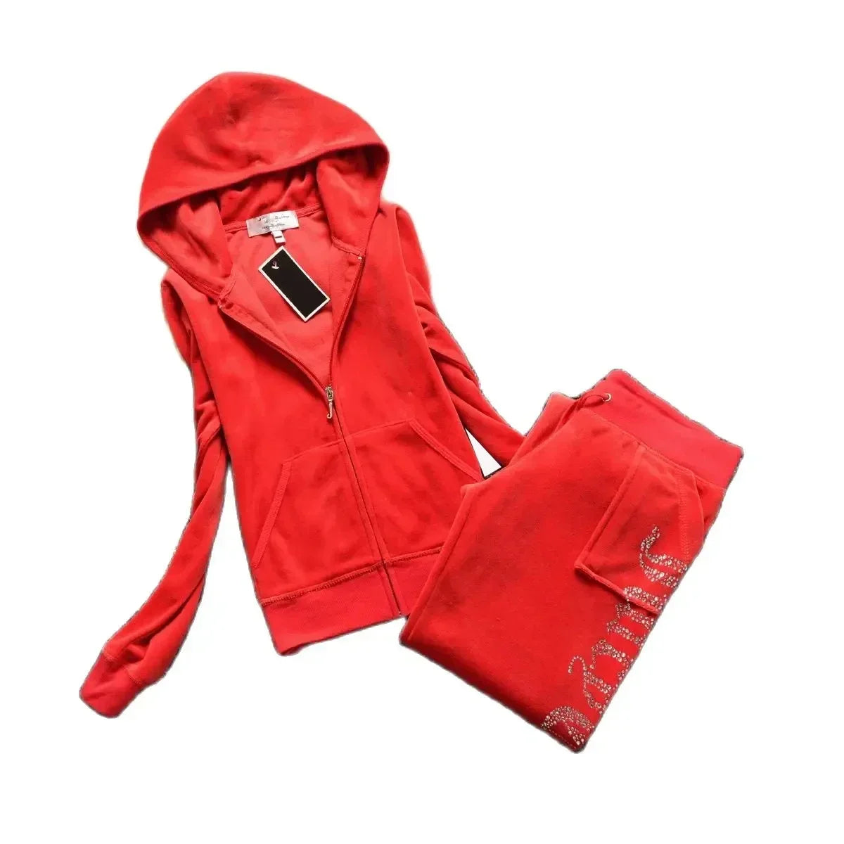 2 Piece Sets Women Outfit Tracksuit Hoodies Juicy Tracksuit 2 Piece Set with Pocket Trousers and Jacket Sets Velvet Tracksuit