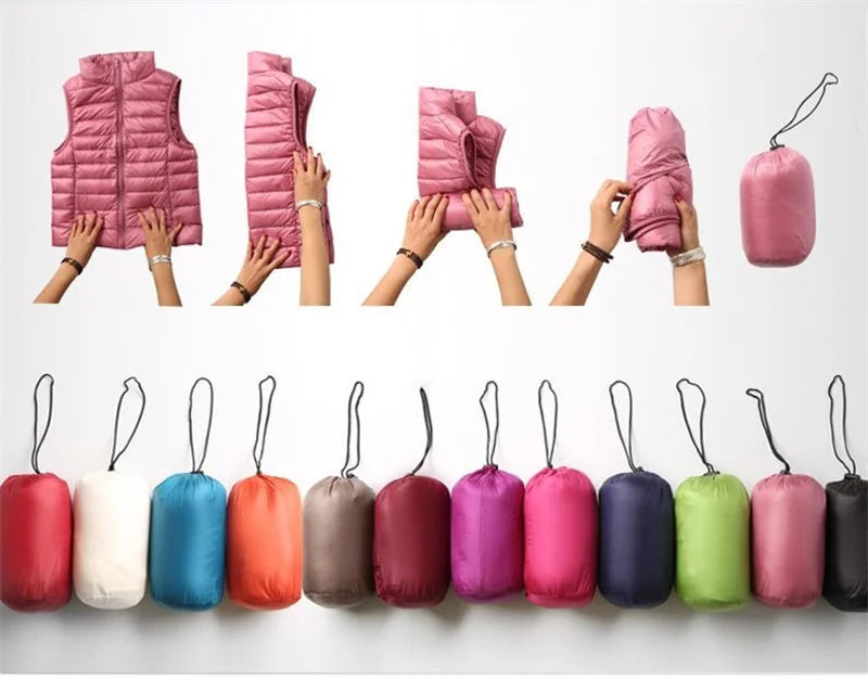 2025 White Duck Down Jacket Women Vest Autumn Winter Sleeveless Waistcoat Warm Lightweight Puffer Jacket Female Tops Outwear 8XL