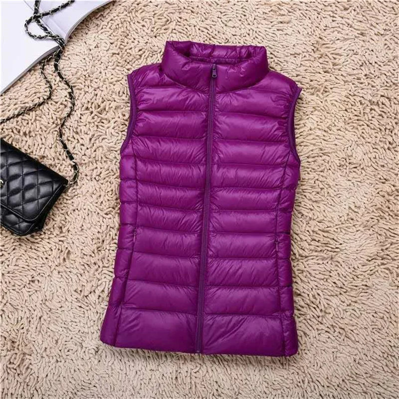 Ultralight Down Vest Women 2025 New Sleeveless Jacket Female White Duck Down Waistcoat Female Warm Puffer Jacket Outwear M-8XL