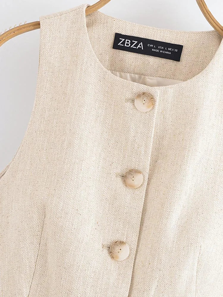 2025 Women Summer 2-Pieces Sets Fashion Casual Solid Vests Coats and Straight Pants Female Elegant Street Two Suits Clothing