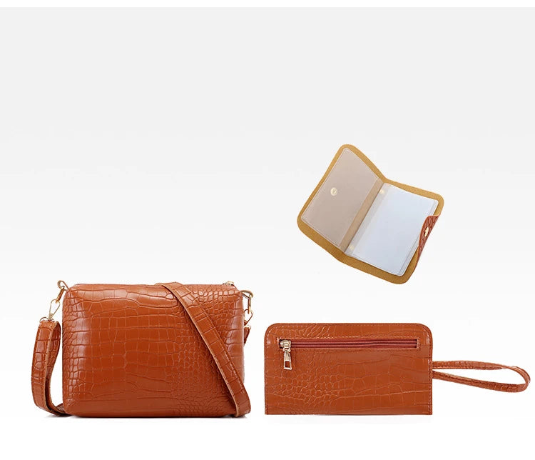 Women's Handbag 4-piece Set Women's Shoulder Bag Fashion Purse Vintage Leather Bag Large Capacity Handbag Inclined Shoulder Bag