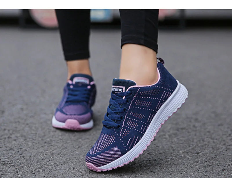 Women Casual Shoes Fashion Breathable Walking Mesh Flat Shoes Sneakers Women 2025 Gym Vulcanized Shoes White Female Footwear