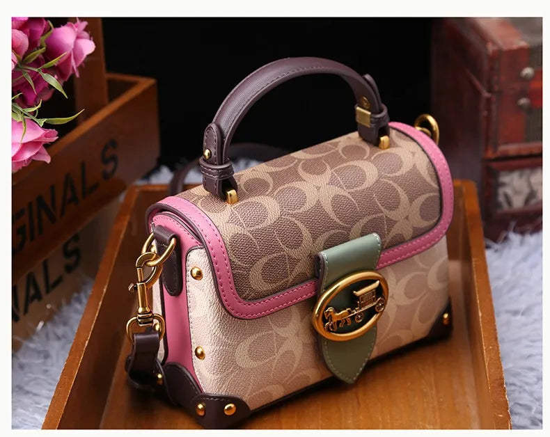 New minimalist and fashionable small handbag, contrasting color women's bag, high-end carriage crossbody bag, portable box bag
