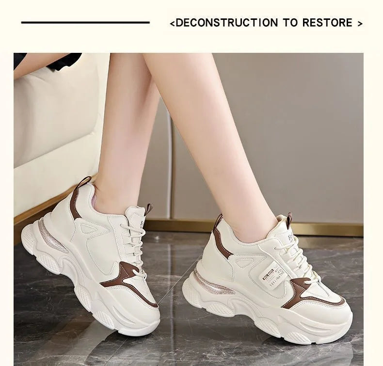 Women Thick Bottom Ultra-light Sneakers New Spring Autumn White Sports Shoes Casual Woman Comfort Breathable Running Shoes