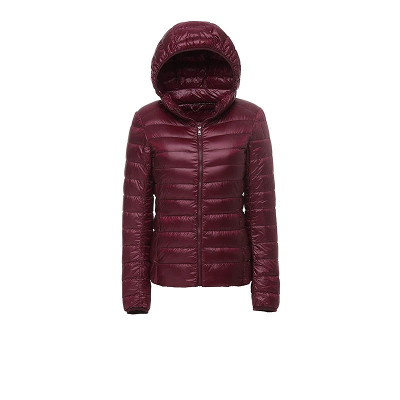 Women Hooded Short Puffer Jackets 2025 New Arrivals 90% White Duck Down Autumn Winter Ultra Lightweight Keep Warm Coats
