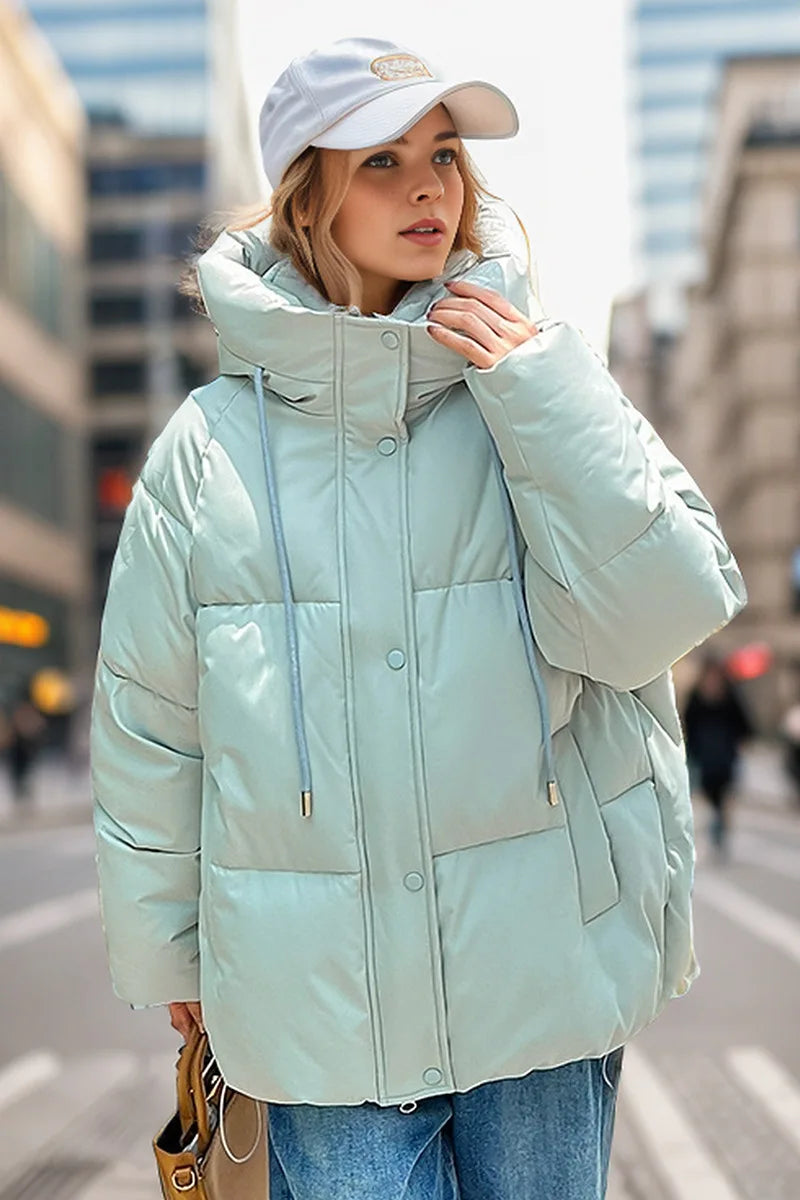 Best Selling Female's Padded Coat Winter Solid Color Hooded Women's Puffer Coat Versatile Thickened Quilted Jacket For Lady