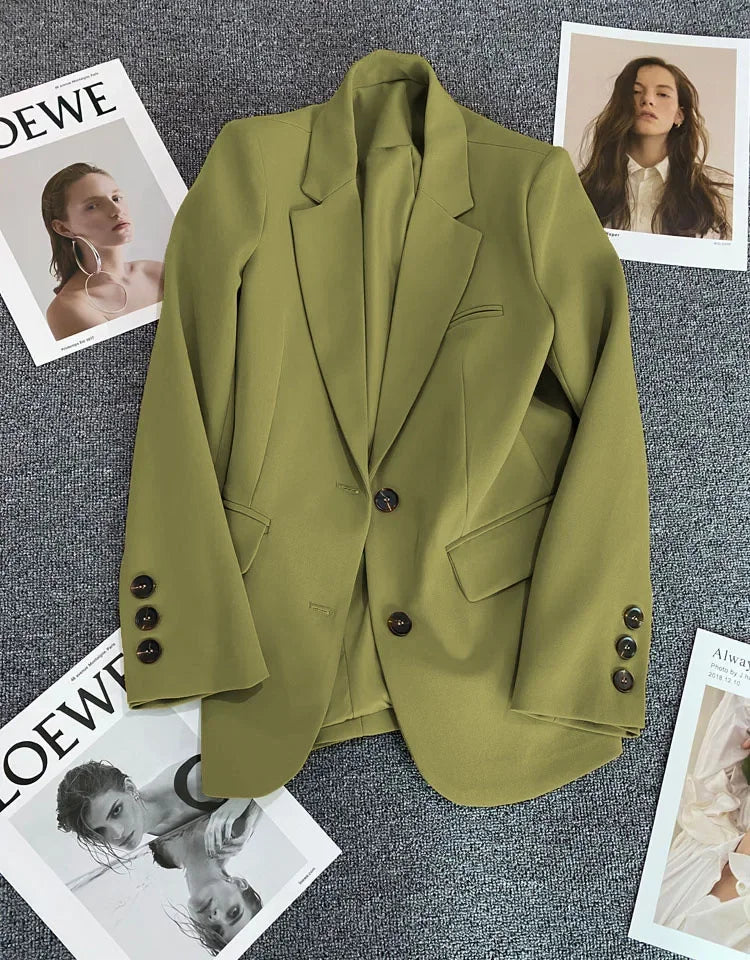 Elegant Office Lady Blazers for Women 2025 Fashion Long Sleeve Single Button Blazer Coats Female Top Suit Jackets Outerwears