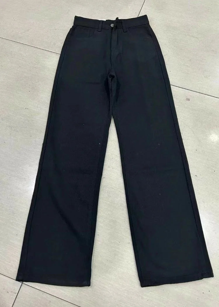 High Waist Loose Fit plus Size Denim Jeans Women's Commuter Straight Leg Pants Casual Sle Polyester Fiber