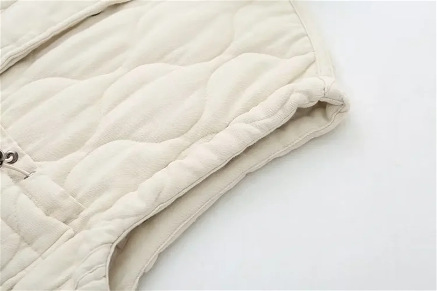 New women's versatile sleeveless stand up collar pocket decoration vest cotton vest loose shoulder jacket