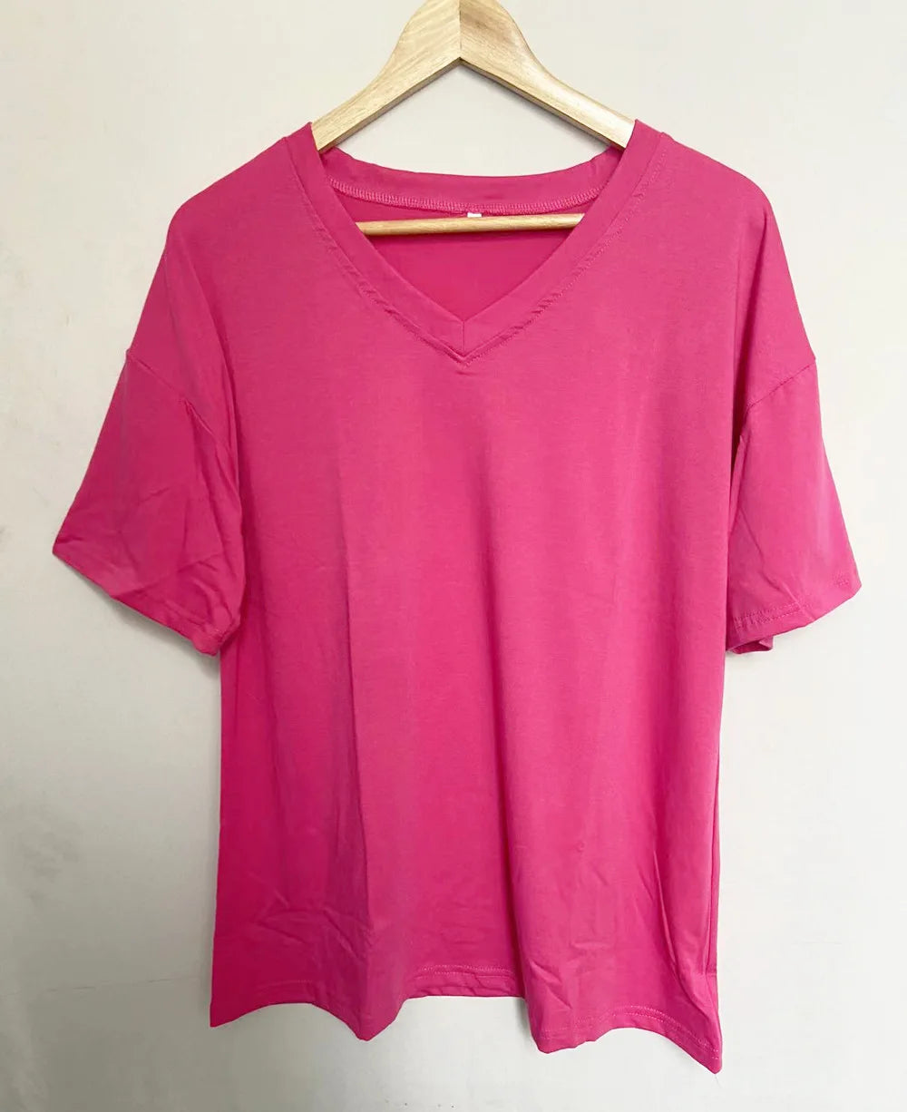 Cotton Black White Blue Brown Short Sleeve T Shirt Women Elegant Cotton Short T-shirt Female Office Women's Tee Shirt Summer