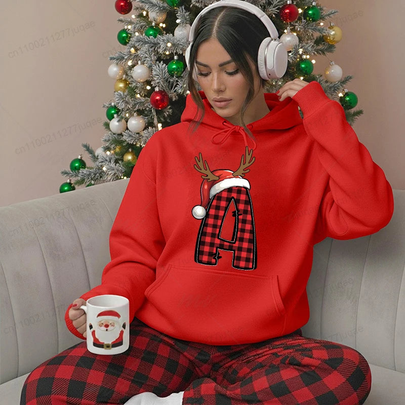 New Fashion Christmas Hoodies Personalized Santa Alphabet Print Sweatshirts Harajuku Streetwear Hip Hop Pullover Sportwear Gift