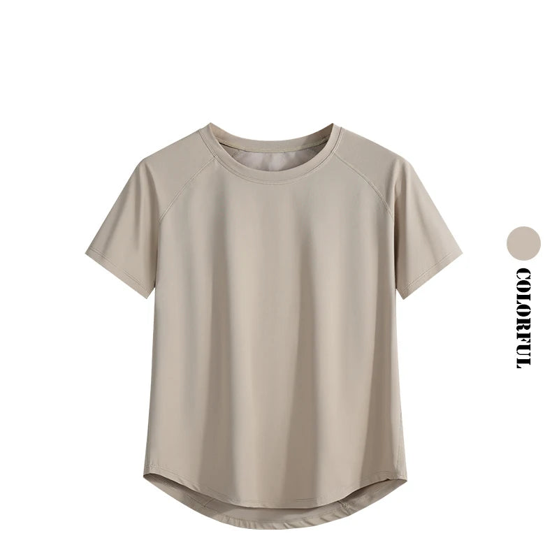 DRUR Women Sports T-shirt Short Sleeve Quick Dry Loose  Compression Shirt Female Summer Fitness Sweatshirt Running Gym Tops New