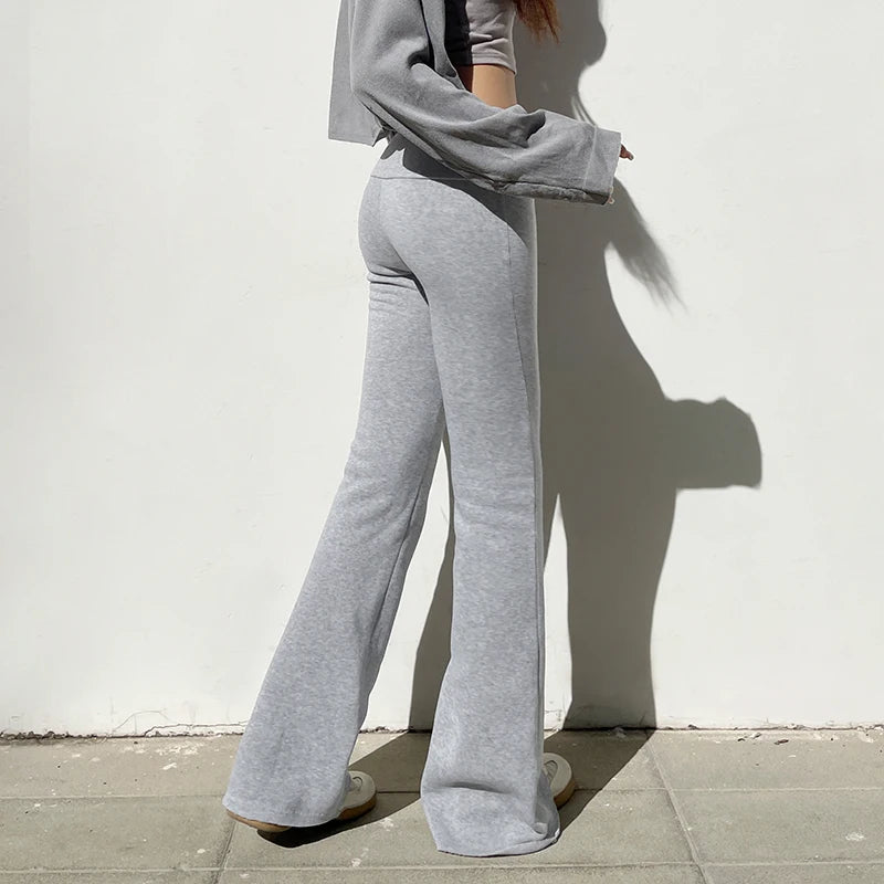 Casual Basic Solid Flare Pants Y2K Sexy Slim-fitting Low-Waisted Boot Cut Pants Women 2025 Autumn Spring Fashion Streetwear Lady