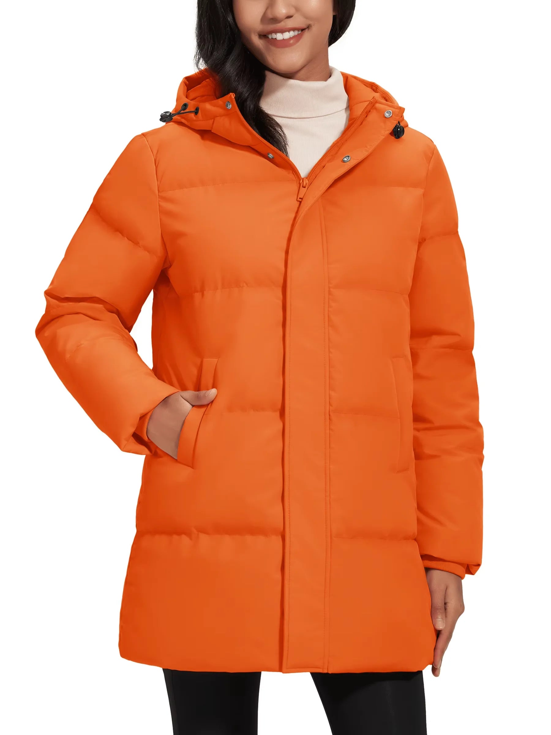 TACVASEN Womens Winter Long Quilted Duck Feather Jackets Padded Puffer Warm Hooded Long Coats Warm Windproof  Thick Outerwear