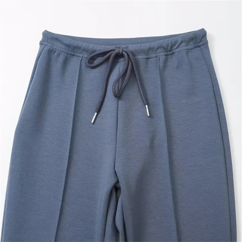 Autumn new women's fashionable casual zipper decoration hooded long sleeved sweatshirt jacket trumpet pants set