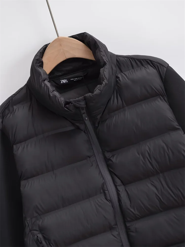 Kar&Otza 2025 Autumn/Winter New Women's Stand up Collar Splicing Short Cotton Clothes Lightweight Cotton Jacket Coat