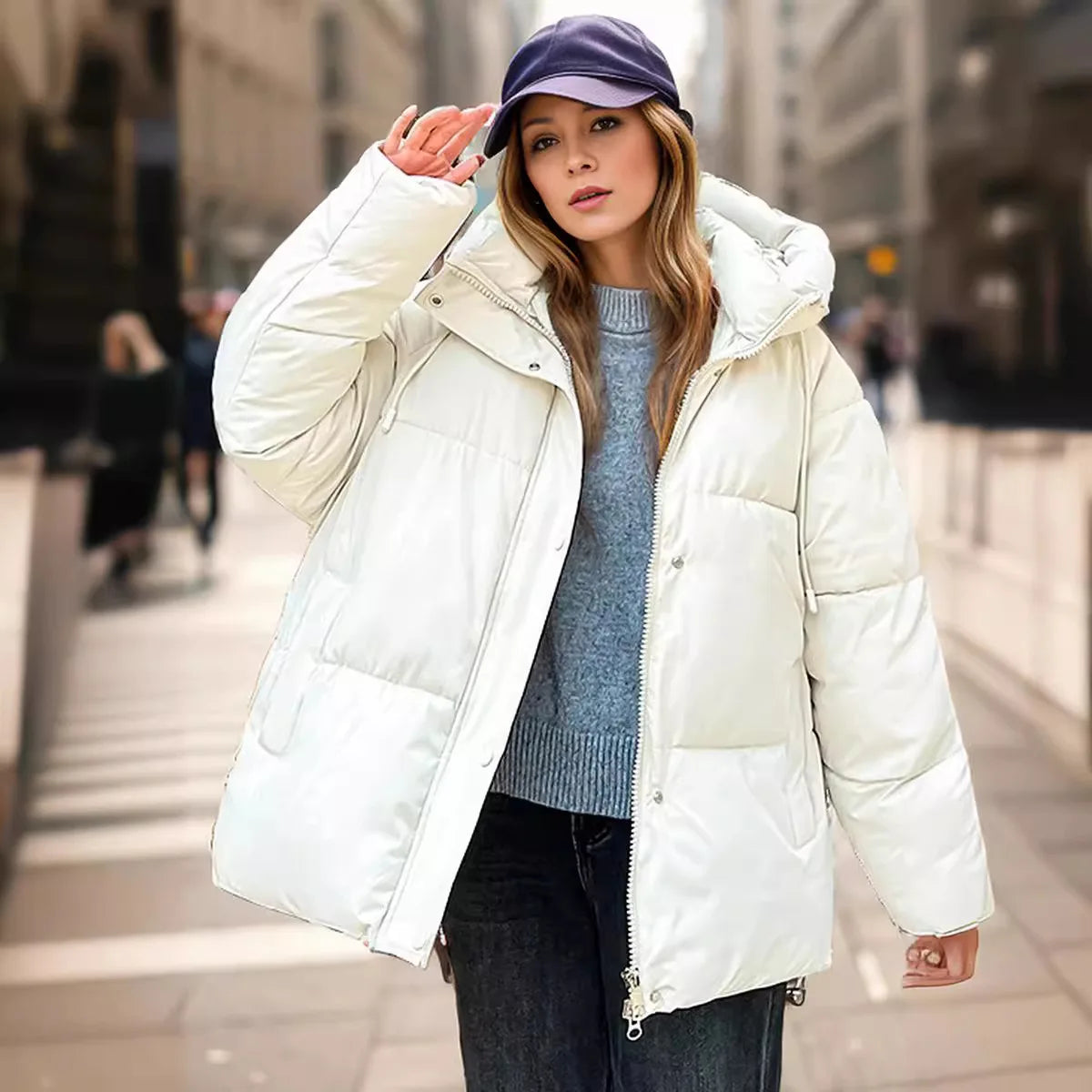 Best Selling Female's Padded Coat Winter Solid Color Hooded Women's Puffer Coat Versatile Thickened Quilted Jacket For Lady