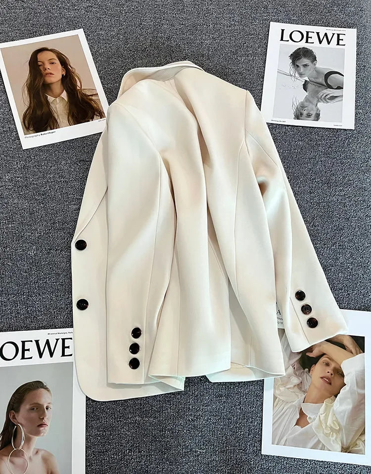 Elegant Office Lady Blazers for Women 2025 Fashion Long Sleeve Single Button Blazer Coats Female Top Suit Jackets Outerwears