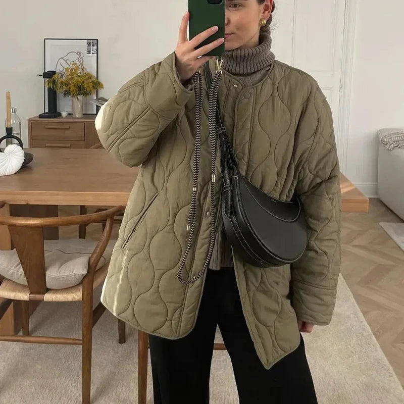 MUJER Black Quilted Jacket Women Padded Demi-season Jackets for Women Long Sleeve Winter Coat Female Outerwears Women's Jacket