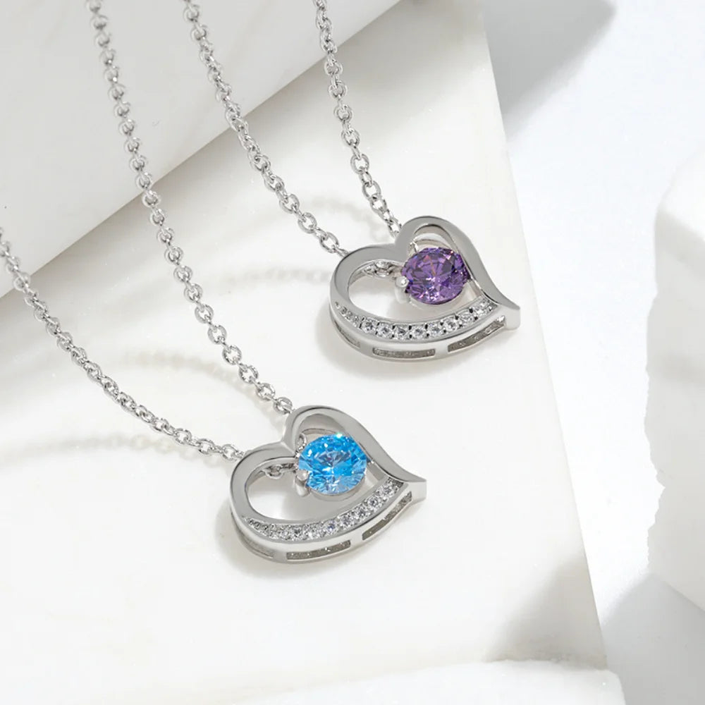 Women's Heart Pendant Clavicle Necklace Valentine's Day Gift Inlaid White Crystal Zirconia Fashion Jewelry Accessories