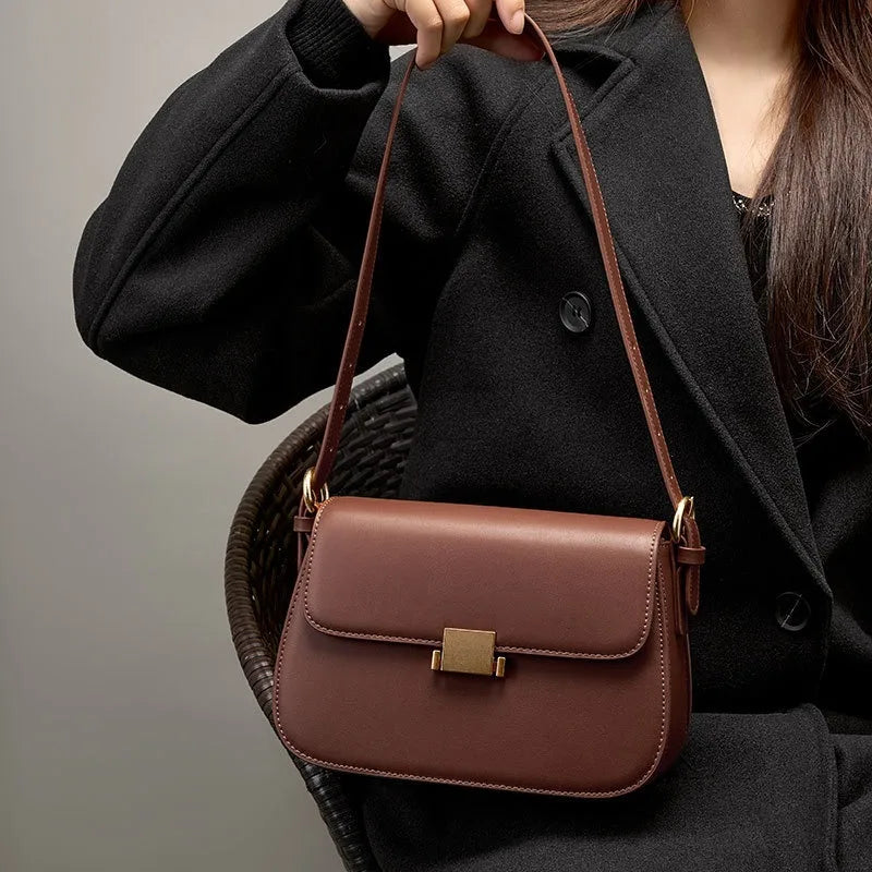 Luxury Underarm Bag, Genuine Leather Women's Bag, 2025 New Spring/Summer Fashion Tofu Bag, Single Shoulder Crossbody Bag