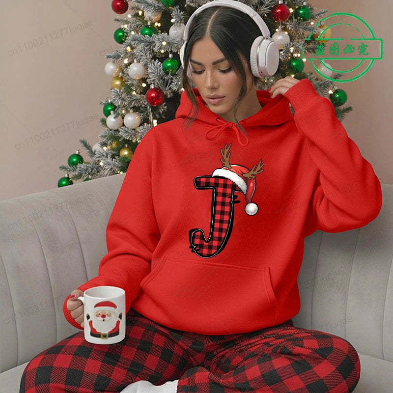 New Fashion Christmas Hoodies Personalized Santa Alphabet Print Sweatshirts Harajuku Streetwear Hip Hop Pullover Sportwear Gift
